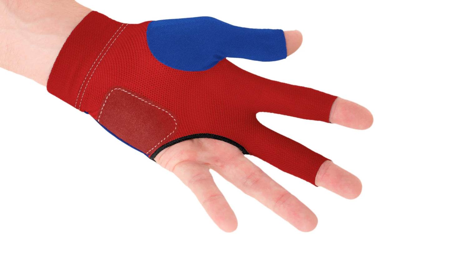 Predator Second Skin Billiard Glove USPBS Blue and Red - Left Hand