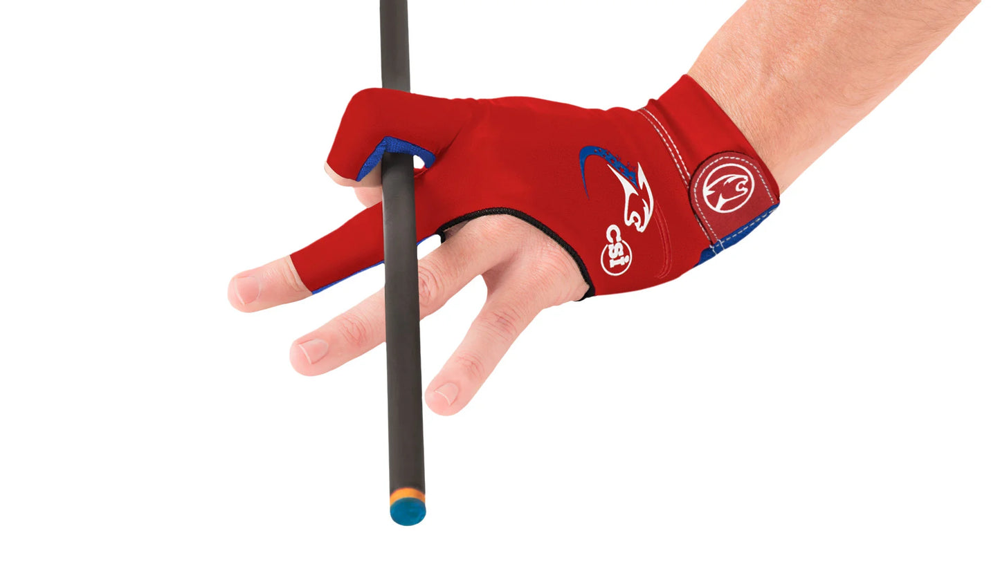 Predator Second Skin Billiard Glove USPBS Red with Blue- Left Hand